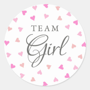 Team Meisje Roze Harten Geslacht Reveal Stemmen Ronde Sticker