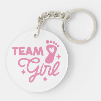 Team Meisje Schattige Meisje Baby shower Acryl Sle Sleutelhanger