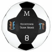 Team Naam Nummer Monogrammed Modern Stijlvol Voetbal (Voorkant)