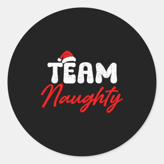 Team Naughty Funny Christmas Couple Matching Team Ronde Sticker (Voorkant)