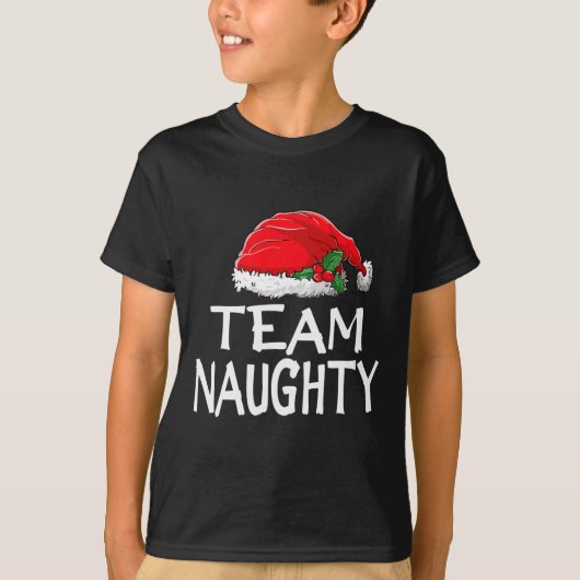 Team Naughty Funny Kerstpyjamas Santa Claus M T-shirt (Voorkant)