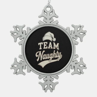 Team Naughty Santa Christmas Xmas Matching Family Tin Sneeuwvlok Ornament