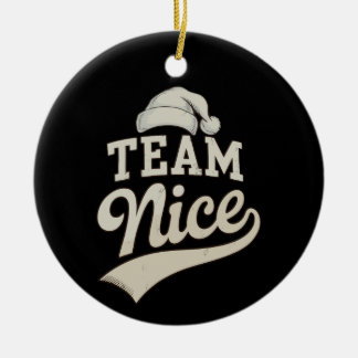 Team Nice Santa Hat Christmas Xmas Matching Family Keramisch Ornament