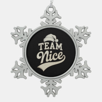 Team Nice Santa Hat Christmas Xmas Matching Family Tin Sneeuwvlok Ornament