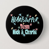 Team Nick en Charlie Black Ronde Button 7,6 Cm (Voorkant)