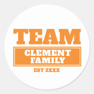 Team oranje gepersonaliseerde familie of team stic ronde sticker