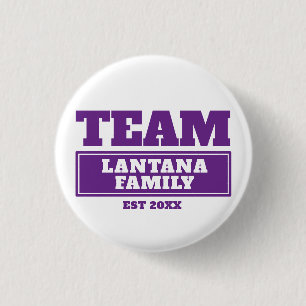 Team paars gepersonaliseerde familie- of teamknop ronde button 3,2 cm