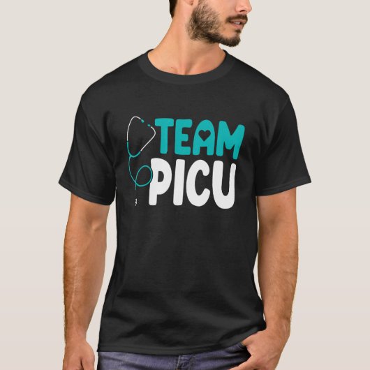 Team PICU Stethoscoop Pediatrische kinderen verple T-shirt (Voorkant)