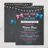 Team Pink or Blue Baby shower Invitation de la rév (Devant / Derrière)