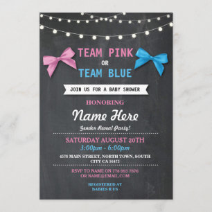Team Pink or Blue Baby shower Invitation de la rév