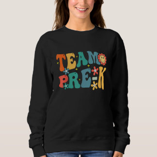 Team Pre K Teacher Student Groovy Back To School F Trui