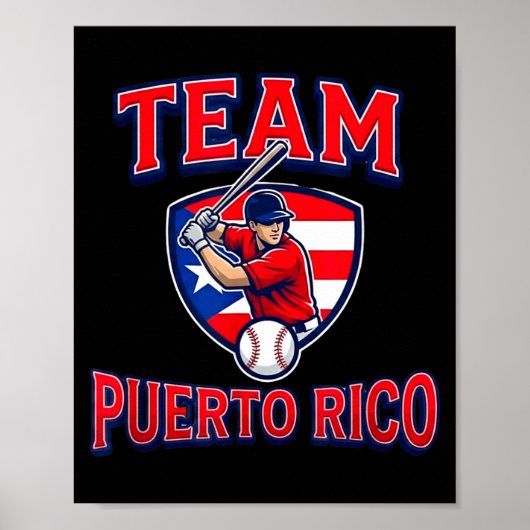 Team Puerto Rico Baseball Flag Patriotic Poster (Voorkant)