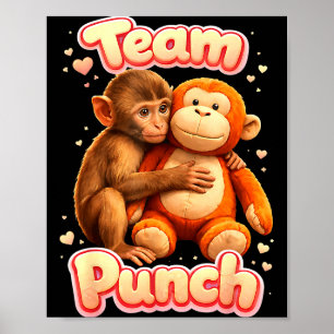 Team punch schattige baby aap genaamd punch vrouwe poster