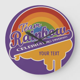 Team Rainbow aangepaste wandklok Grote Klok