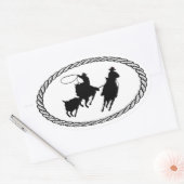 Team Roping Euro Stijl Ovale Sticker (Envelop)