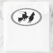 Team Roping Euro Stijl Ovale Sticker (Tas)