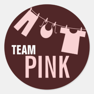 Team Roze Babykleding Geslacht onthullen Team Stic Ronde Sticker