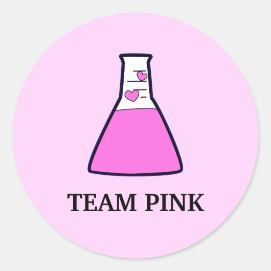 Team Roze Geslacht onthullen Wetenschap Beaker Ronde Sticker (Voorkant)