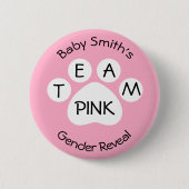 Team roze handpoot afdrukken Geslacht onthullen Ronde Button 5,7 Cm (Voorkant)