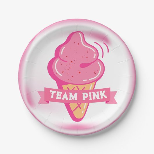 Team Roze Ice Cream Geslacht onthullen Papieren Bordje (Voorkant)