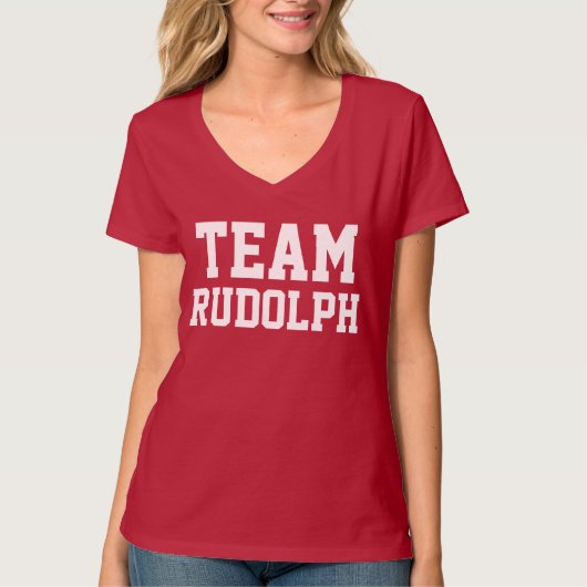 Team Rudolph | Kerstmis | Aangepaste naam T-shirt (Voorkant)