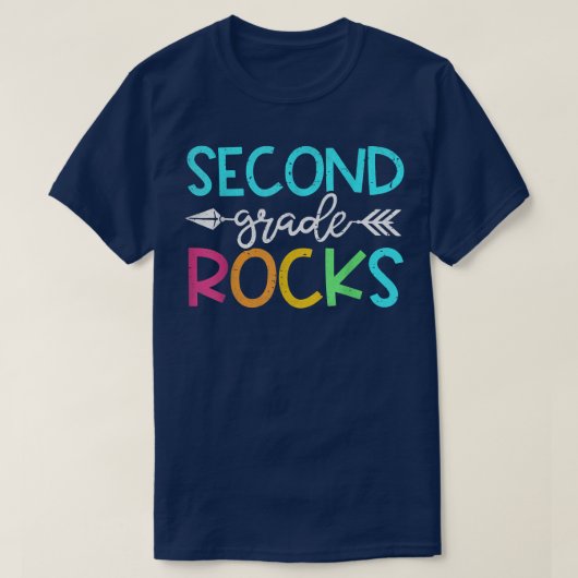Team Second Grade Funny Hello 2nd Grade Rocks Back T-shirt (Design voorkant)