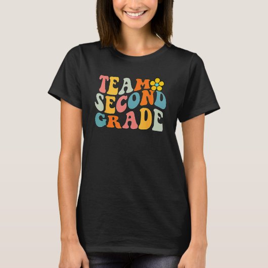 Team Second Grade Groovy Wavy 2nd Grade Back To Sc T-shirt (Voorkant)