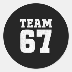Team Six Seven 6 7 Meme Grappige Aura 67 T-shirt V Ronde Sticker