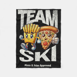 Team Ski - Pizza en friet goedgekeurd Funny Skiën Fleece Deken