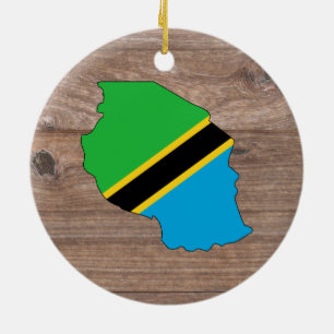 Team tanzania Flag Map op hout Keramisch Ornament