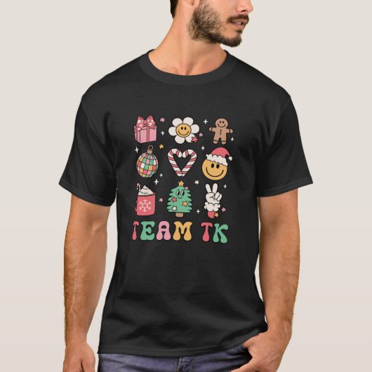 Team TK Teacher Smile Face Christmas Candy Cane Ba T-shirt (Voorkant)