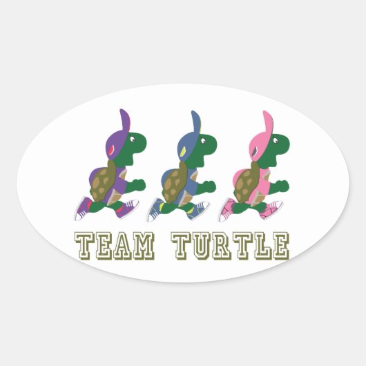 Team Turtle Ovale Sticker (Voorkant)