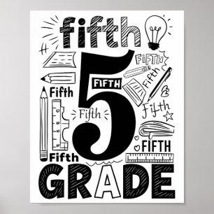 Team typografie 5e leerjaar Vijfde klas leraar Rug Poster