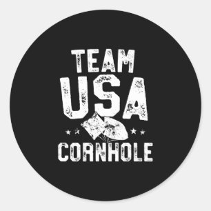 Team usa cornhole kampioen bean bag worp ronde sticker
