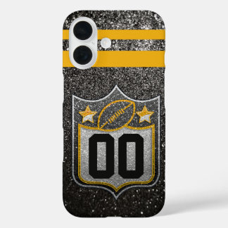 Team USA Sports Black en Gold Pittsburgh Football iPhone 16 Hoesje