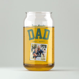Team vader familienaam een foto sportief groen blikvorm glas
