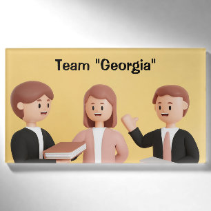 Team van het bedrijf Gepersonaliseerde groep deeln Naambadge