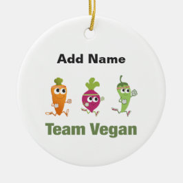 Team Vegan. Lopende Veggies Keramisch Ornament