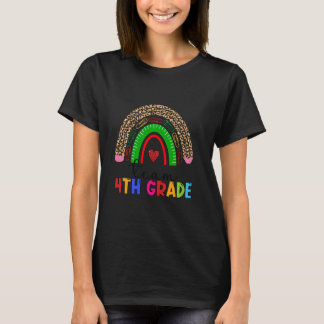 Team Vierde klas leraar Boho Rainbow Leopard 4e T-shirt