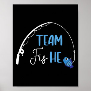 Team Vis Hij T-shirt Vissen Geslacht Reveal Feest Poster