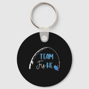 Team Vis Hij T-shirt Vissen Geslacht Reveal Feest Sleutelhanger