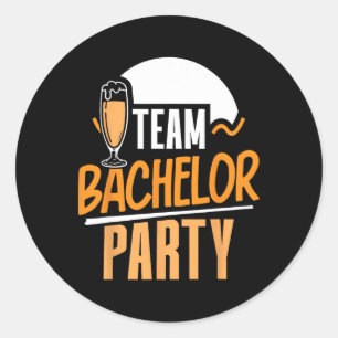 Team vrijgezellenfeest bruid bruidegom 4 ronde sticker