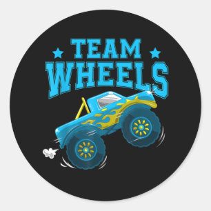 Team Wheels Truck Boy Gender onthult Family Party Ronde Sticker