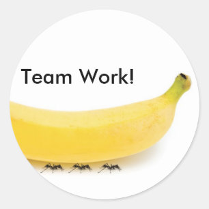 Team Work Banana & Ants - Funny Ronde Sticker