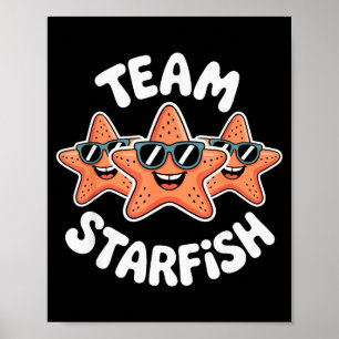 Team Zeester Cool Zonnebrillen Oceaan Cartoon Bema Poster