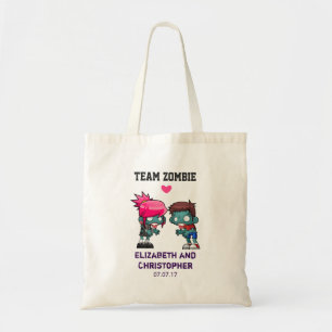 Team Zombie Cute Zombie Couple Weddenschap Tote Bag