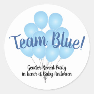 Teamblauw Balloons Geslacht Witte Partij Ronde Sticker