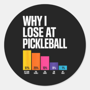 Teamgenoot peddelveld pickleball verliezen humor ronde sticker