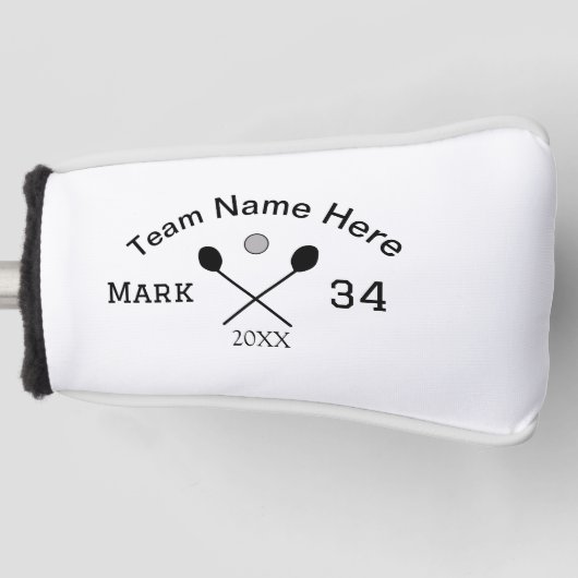 Teamnaam hier voeg naam toe nummer bal paddle golf golfheadcover (Voorkant)