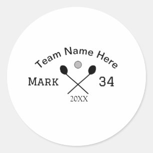Teamnaam hier voeg naam toe nummer bal paddle golf ronde sticker
